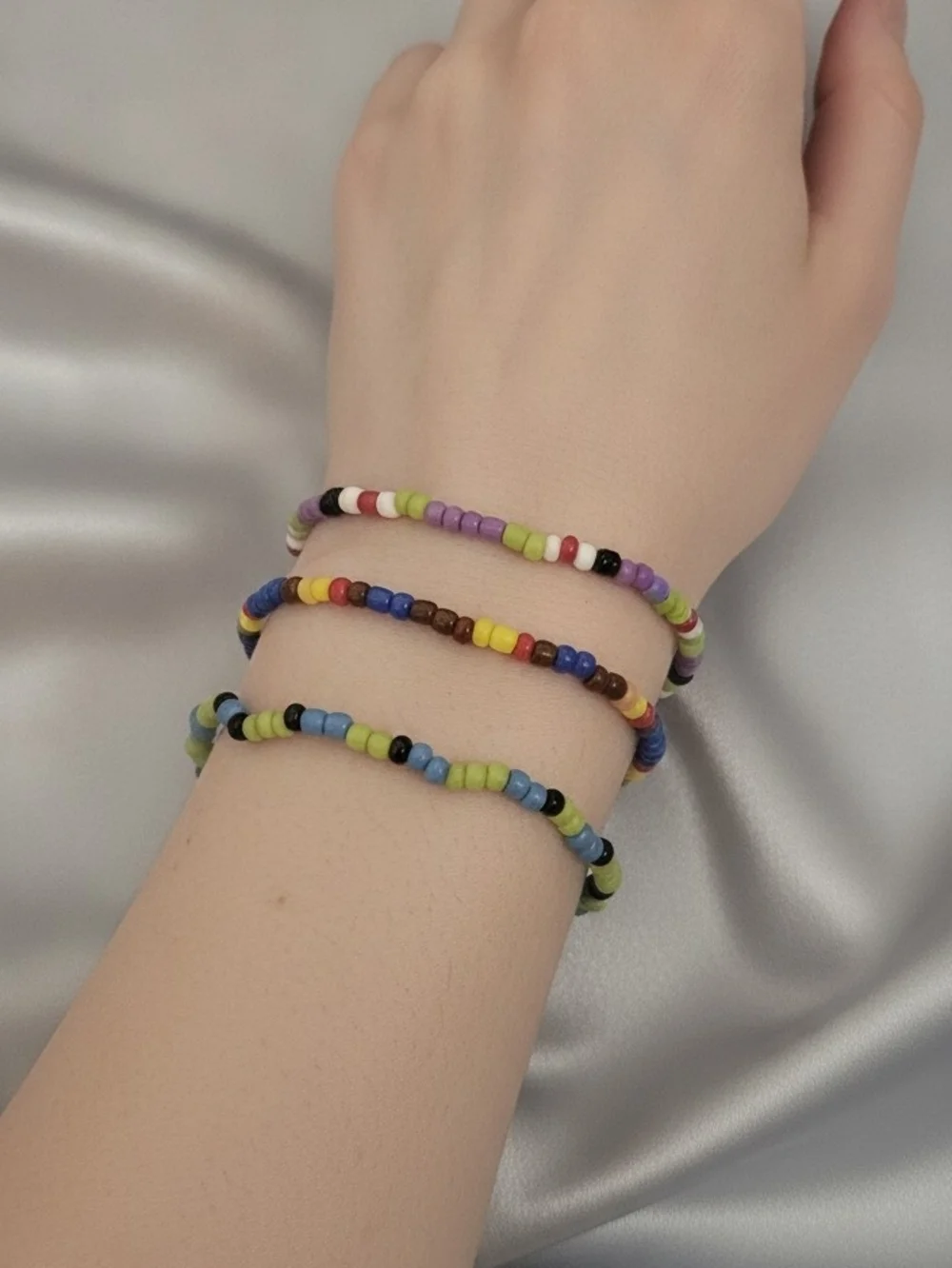 Kids Multicolor Toy Story Themed Beaded Stretch Bracelet Set - Green/Blue/Purple